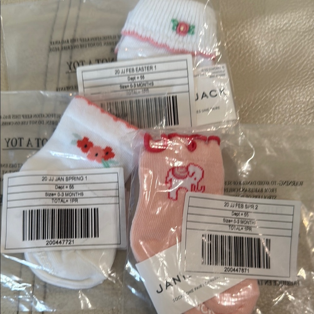 Janie and Jack White and Pink Baby Socks Set